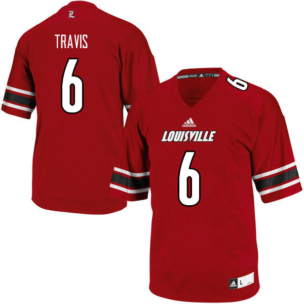 Men #6 Jordan Travis Louisville Cardinals College Football Jerseys Sale-Red
